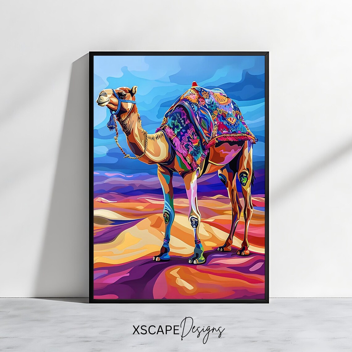 Colorful Camel Artwork, Desert Boho Travel Decor