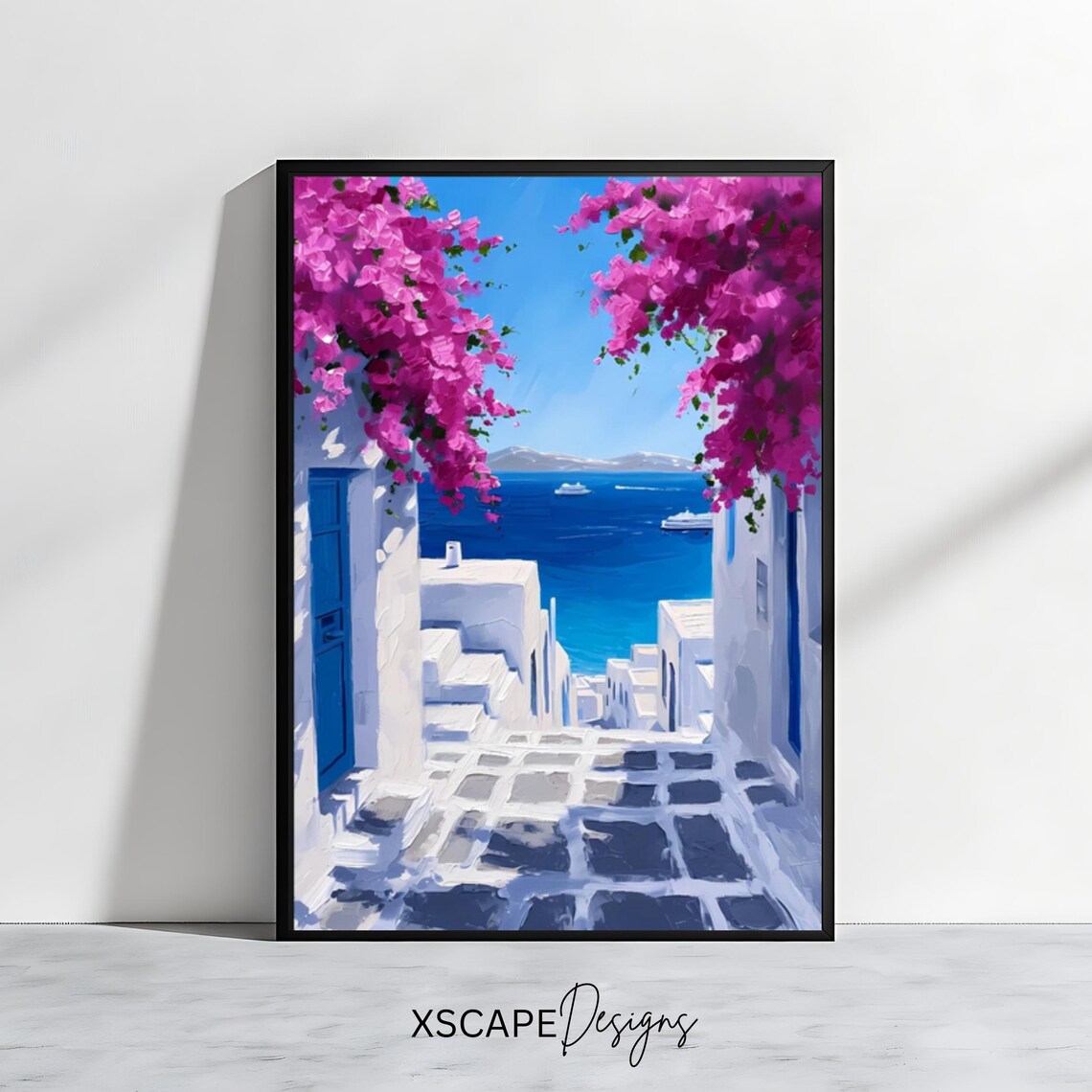 Santorini Greece, Mediterranean Seaside View Art Print