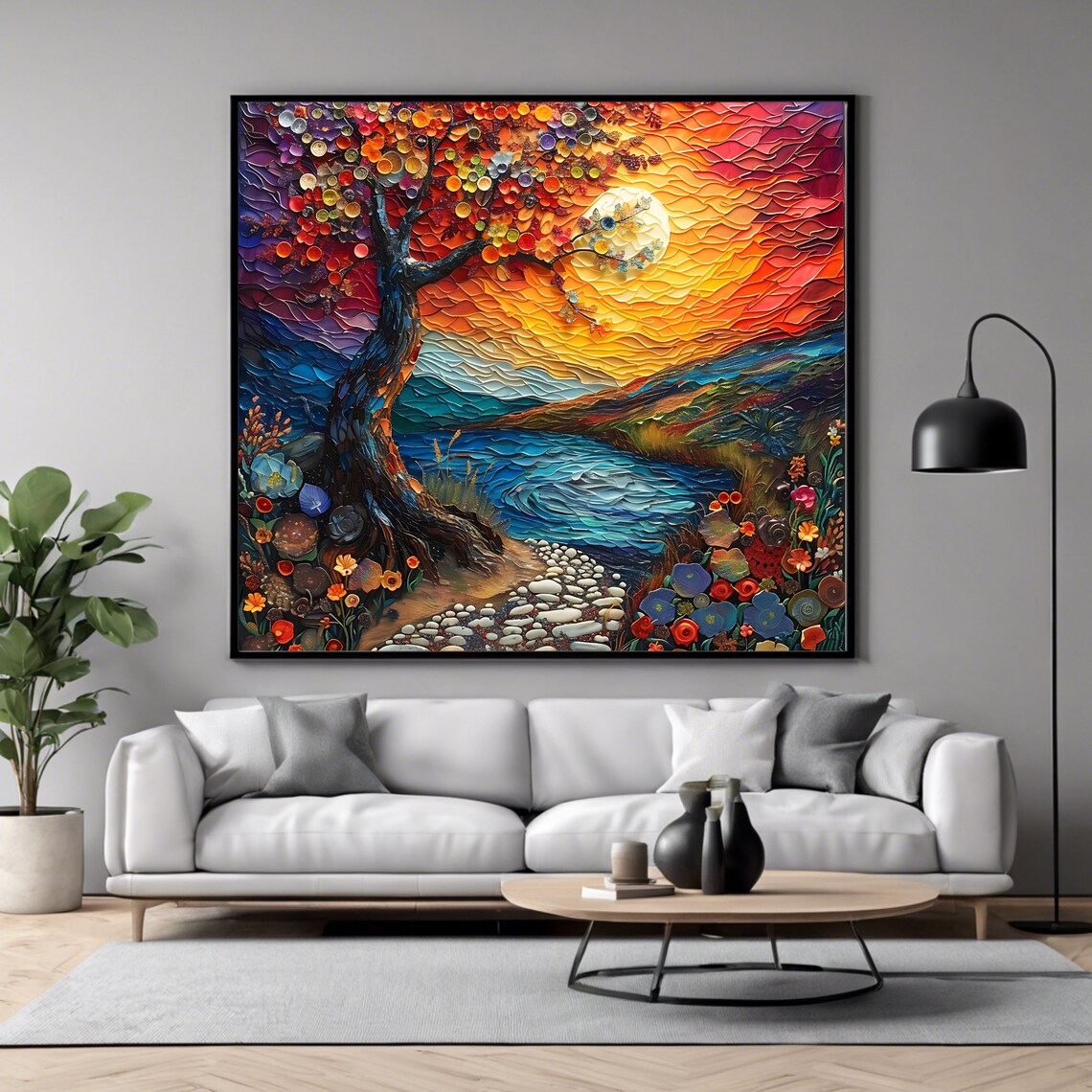 Moonlit Tree Wall Art Print Landscape Poster Square Print Wall Art - Image 4