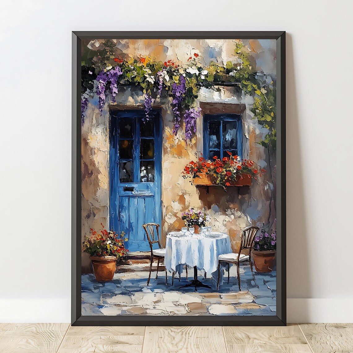 Charming French Cafe Rustic Courtyard Art Print - Image 2