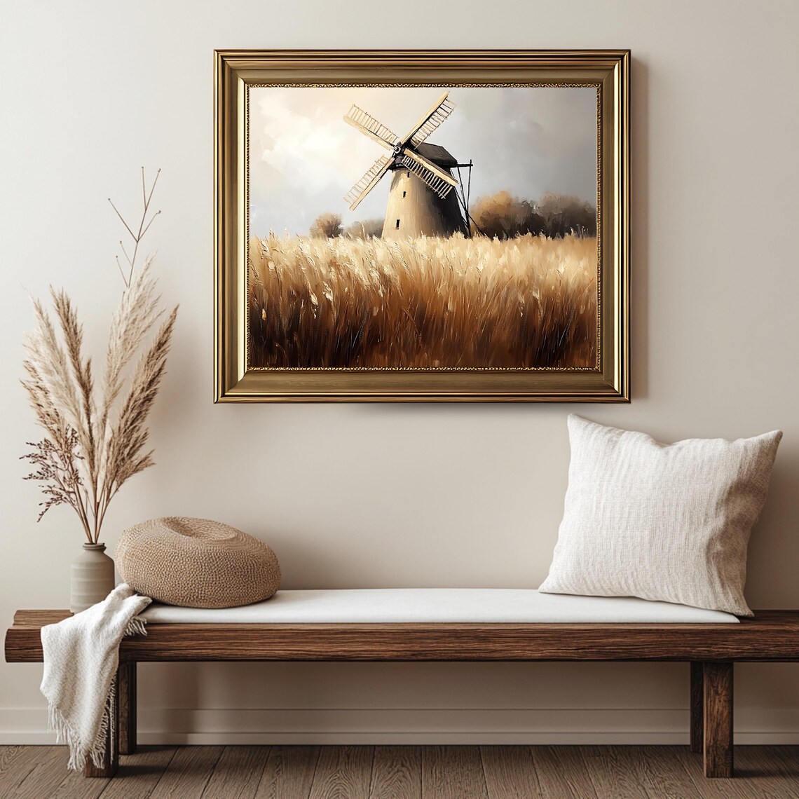 Antique Windmill, Vintage Countryside Landscape - Image 2