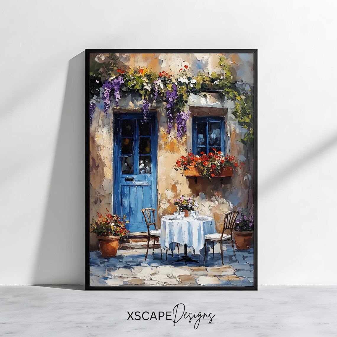Charming French Cafe Rustic Courtyard Art Print