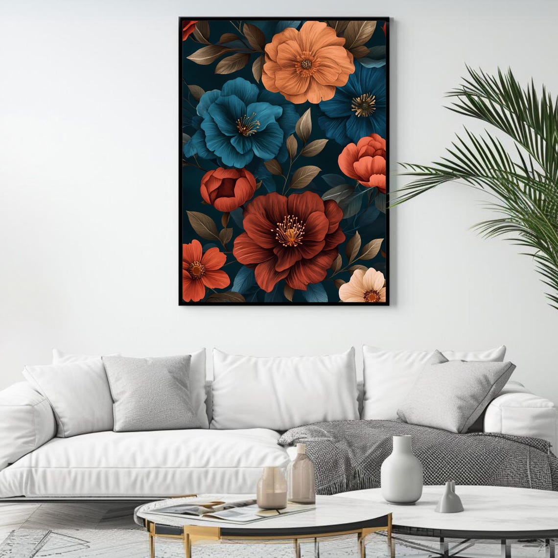 Dark Floral Art Print Elegant Botanical Wall Decor Moody Flower Artwork Vertical Wall Art Instant - Image 4
