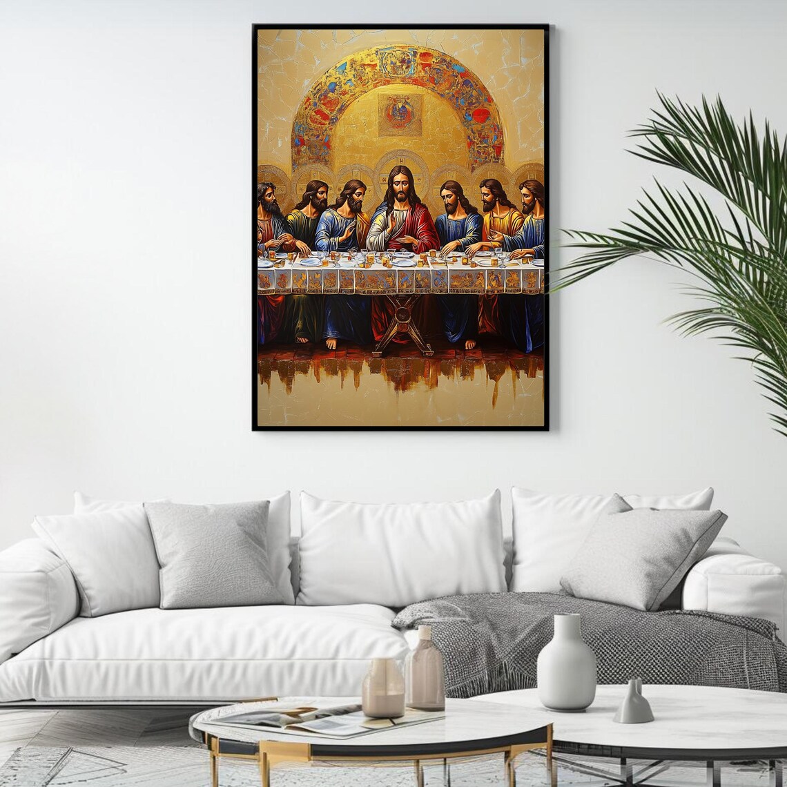 The Last Supper Golden Icon Style Religious Christian Art Poster - Image 4