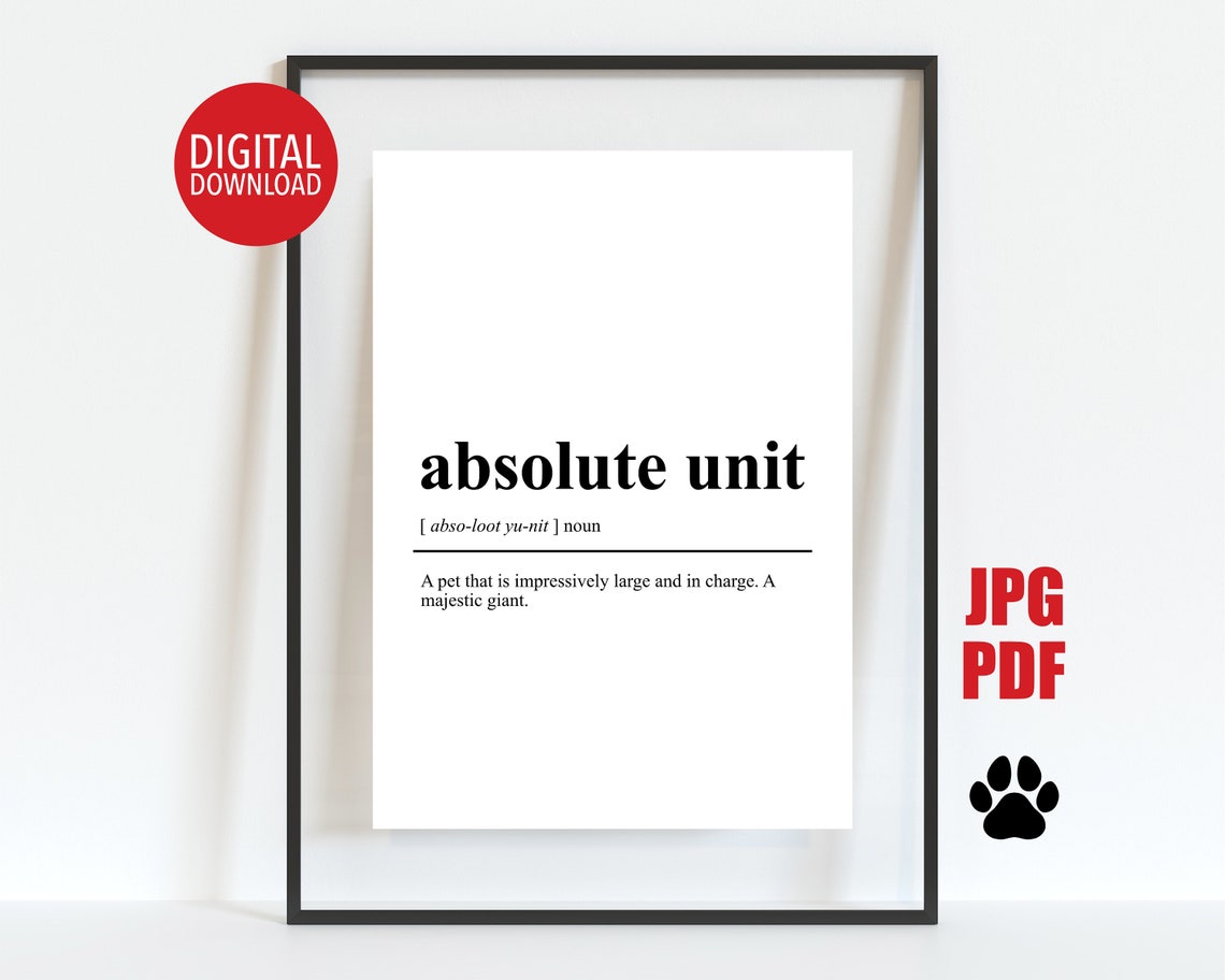Absolute Unit Definition Dictionary Style Funny Big Pet Lover Poster