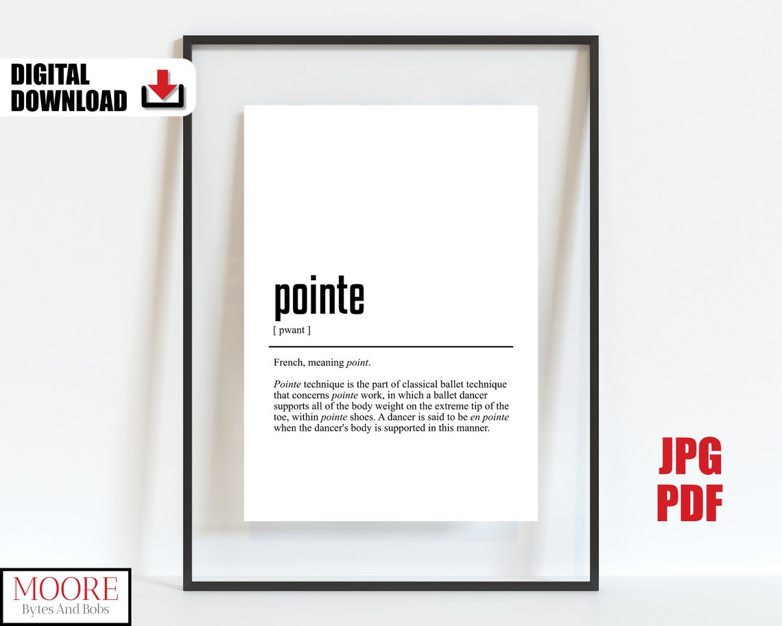 Pointe Definition Dictionary Style Ballerina Dancer Gift Poster