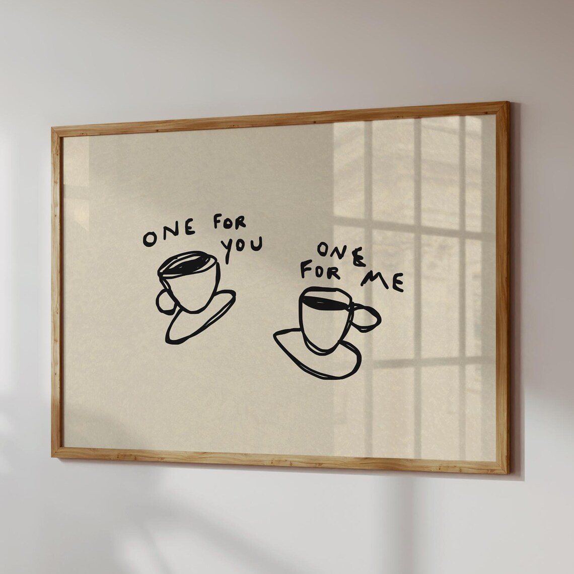 Hand Drawn Coffee Art Print, Trendy Kitchen Decor