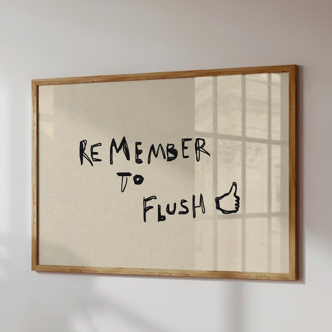 Remember to Flush Funny Doodle Humor Bathroom Thumbs Up Sign Poster