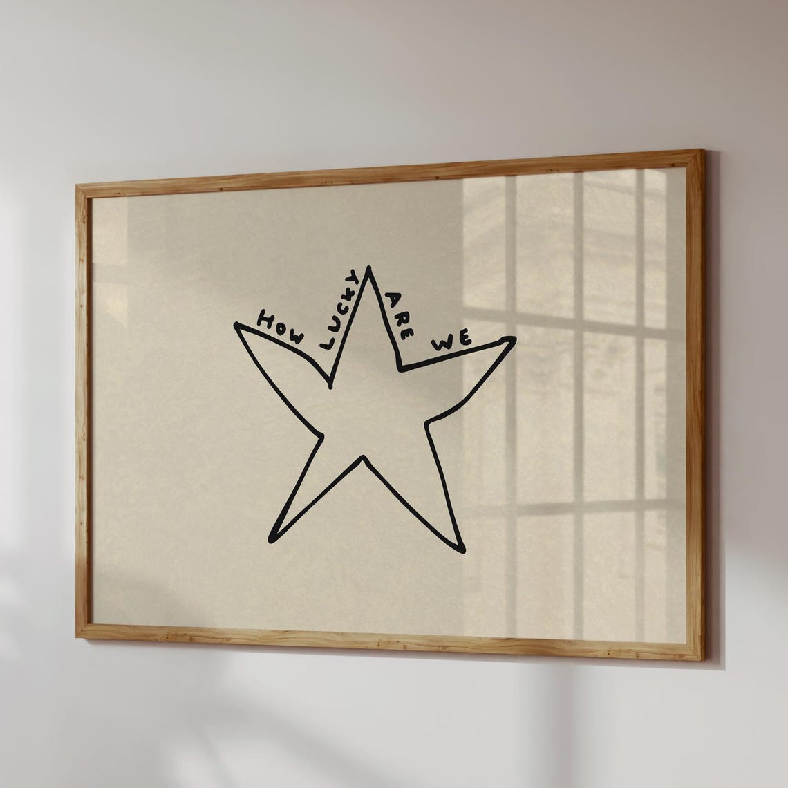 How Lucky Are We Minimalist Star Nursery Quote Poster Art Decor