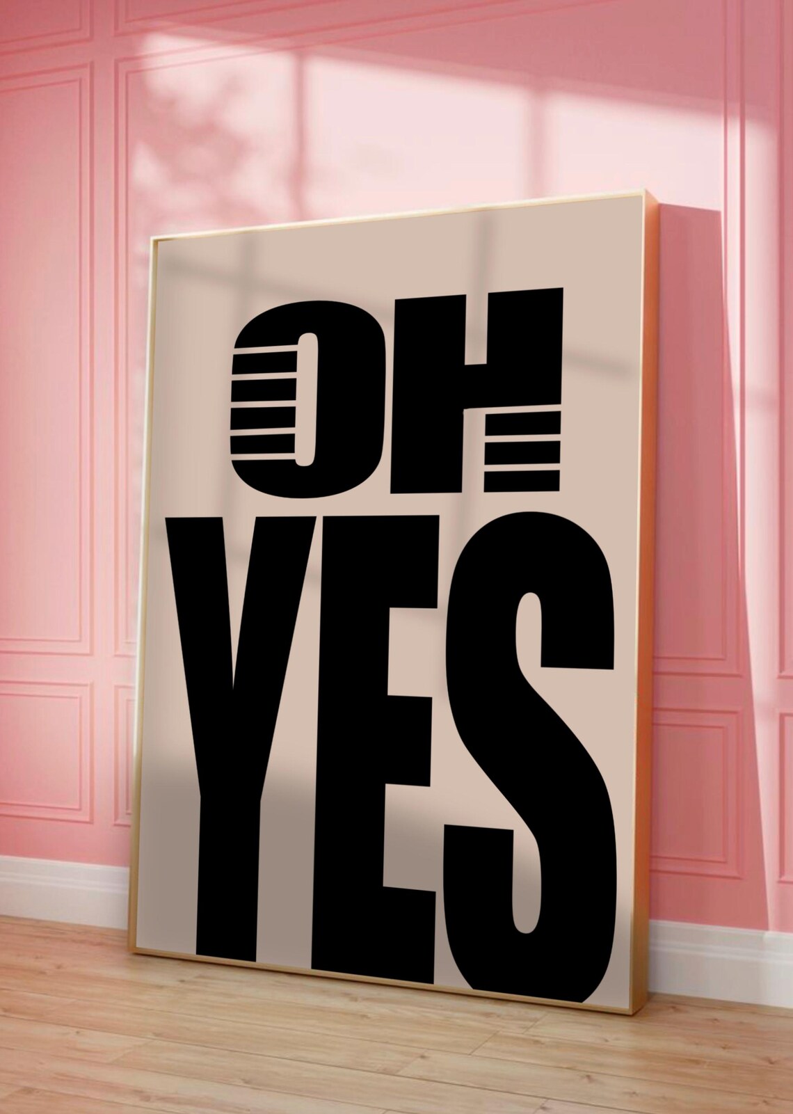 OH YES Bold Black Retro Typography Poster Modern Statement Wall Decor Art