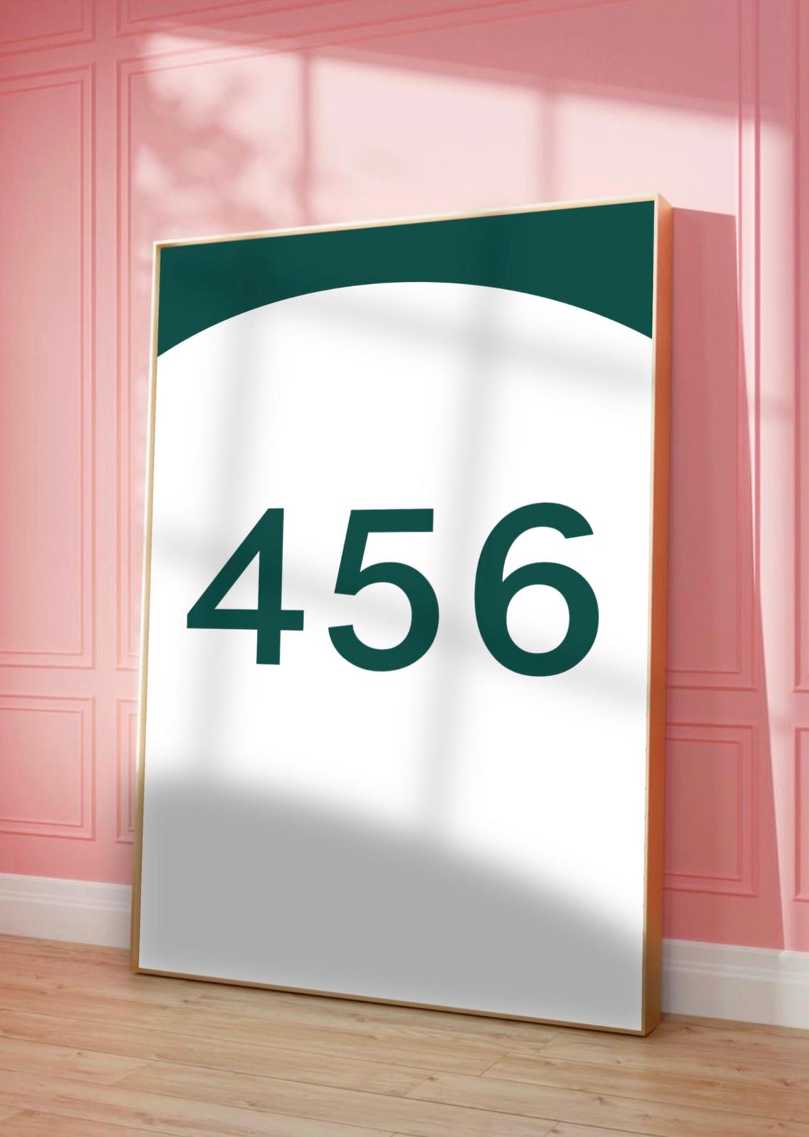 Squid Game Player 456 Number Poster Minimalist Green Tracksuit Art