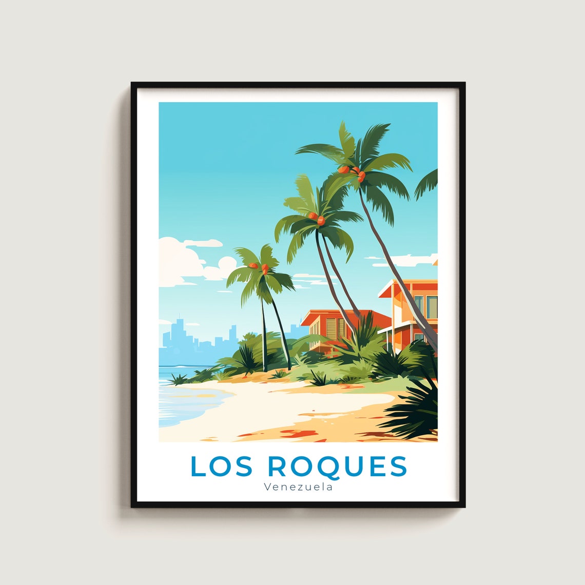Los Roques Venezuela Palm Beach Travel Poster for Wanderlust Walls