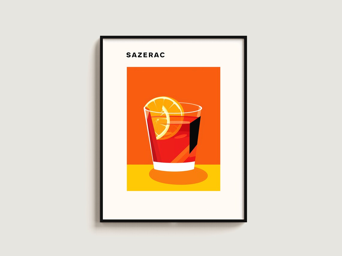 Sazerac Cocktail Minimalist Bauhaus Bar Kitchen Drink Poster