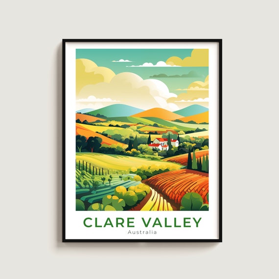Clare Valley Travel Print Wall Art Gift Australia Poster Home Decor Lovers Hanging