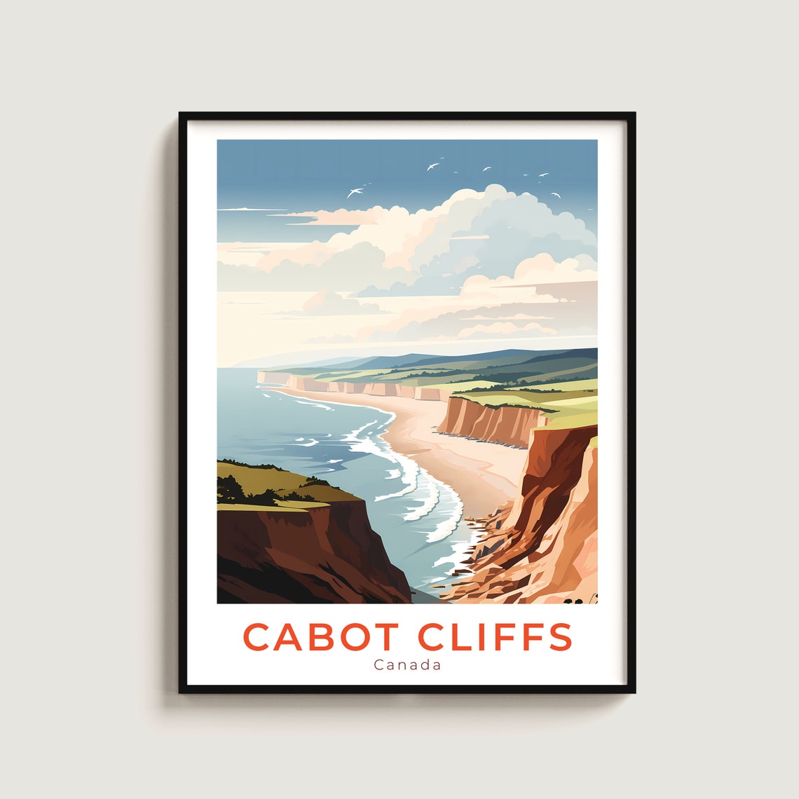 Cabot Cliffs Canada Coastal Red Cliffs Ocean View Travel Poster