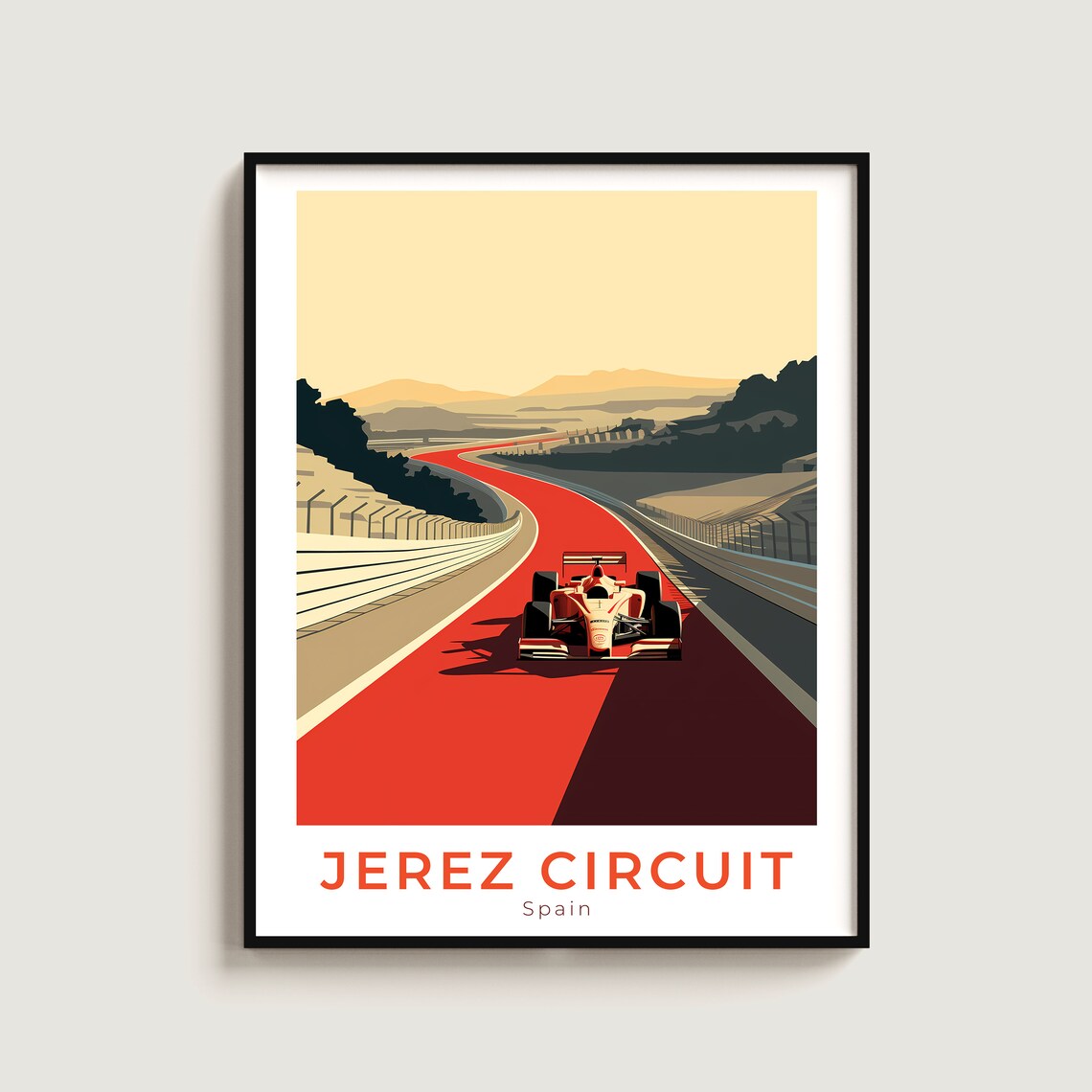 Circuito de Jerez Spain Formula Race Car Track Sunset Sports Poster