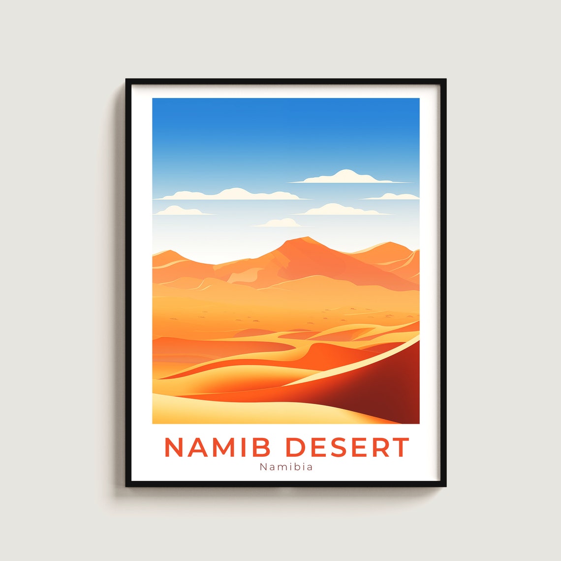 Namib Desert Namibia Vintage Red Dune Sunset Travel Art Poster