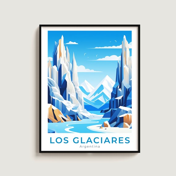 Los Glaciares Travel Poster Wall Art Gift Argentina Print Home Decor Lovers Hanging