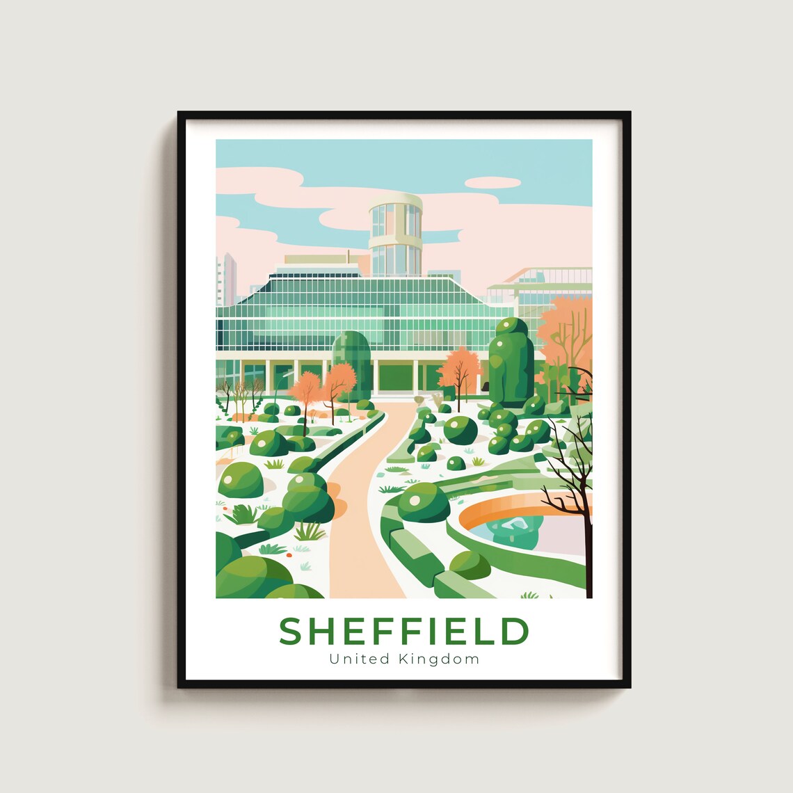 Sheffield United Kingdom Winter Garden Glasshouse Park Poster