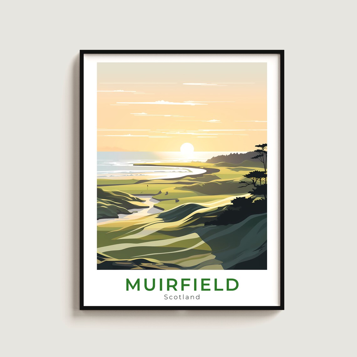 Muirfield Scotland Links Golf Course Sunset Sea Travel Poster