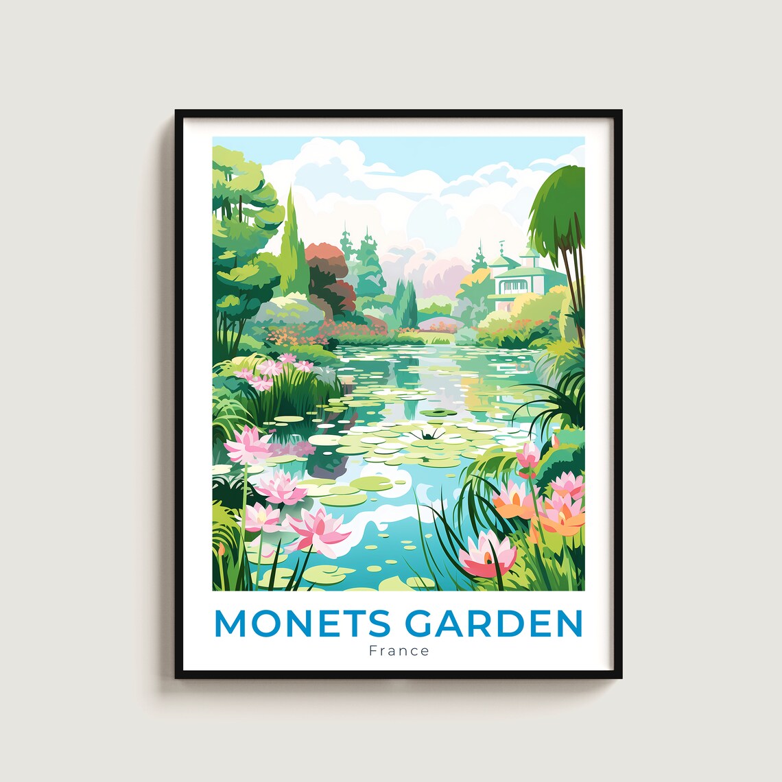 Monets Garden Water Lily Pond Poster France Floral Wall Decor