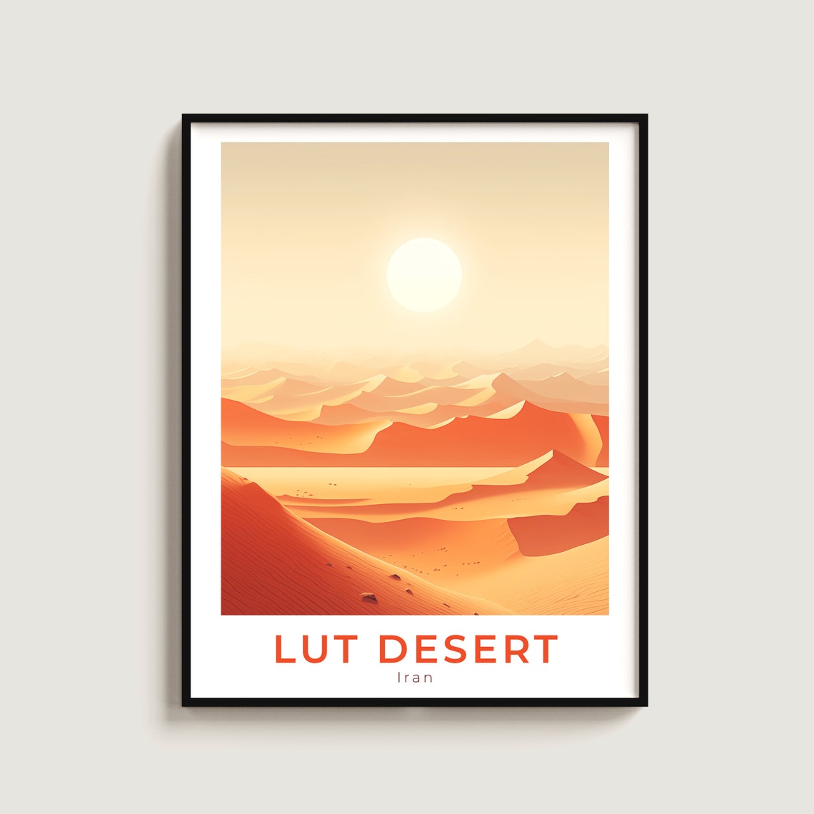 Lut Desert Iran Minimalist Sand Dunes Sunset Travel Art Poster