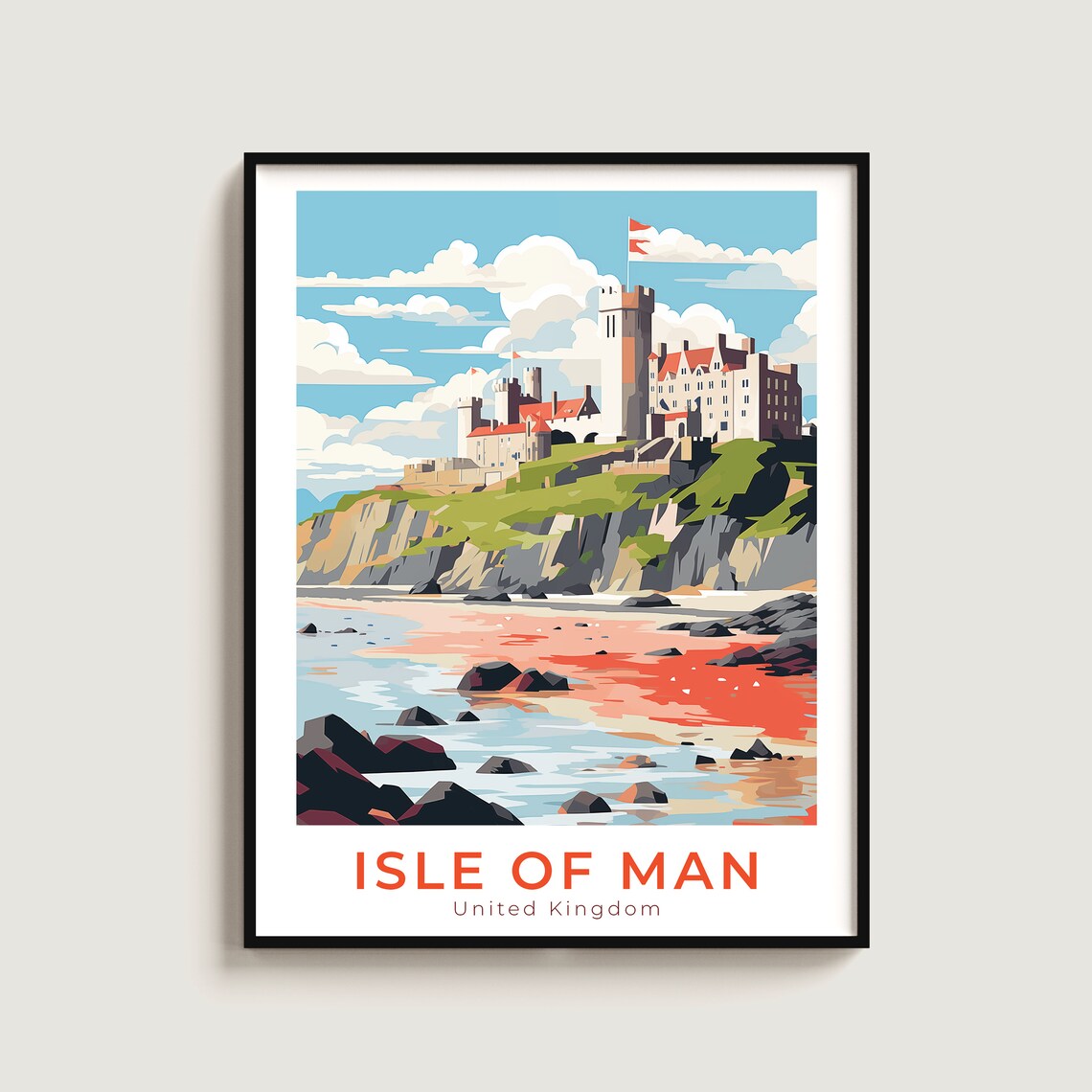Isle Of Man United Kingdom Castle Coast Seaside Travel Poster
