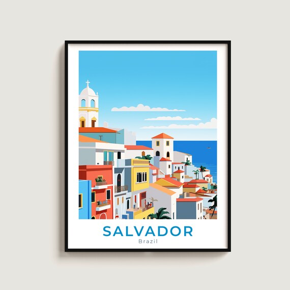 Salvador Travel Poster Wall Art Gift Brazil Print Home Decor Lovers Hanging