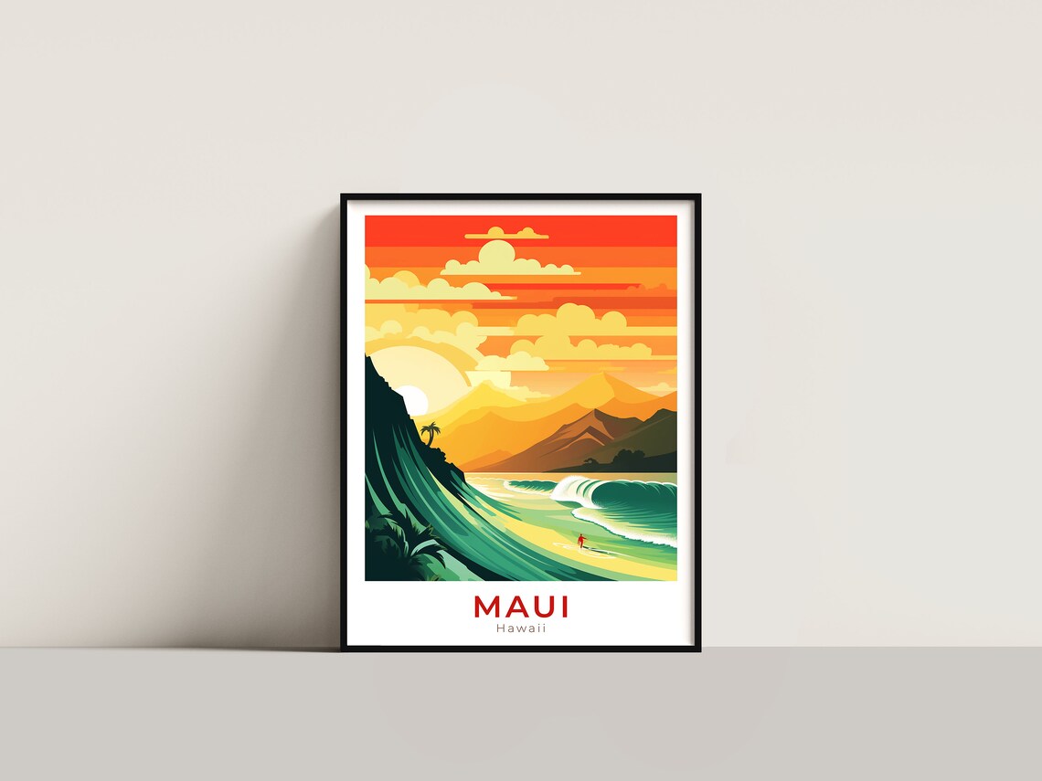 Maui Travel Poster, Hawaii Gift for Home Decor Lovers
