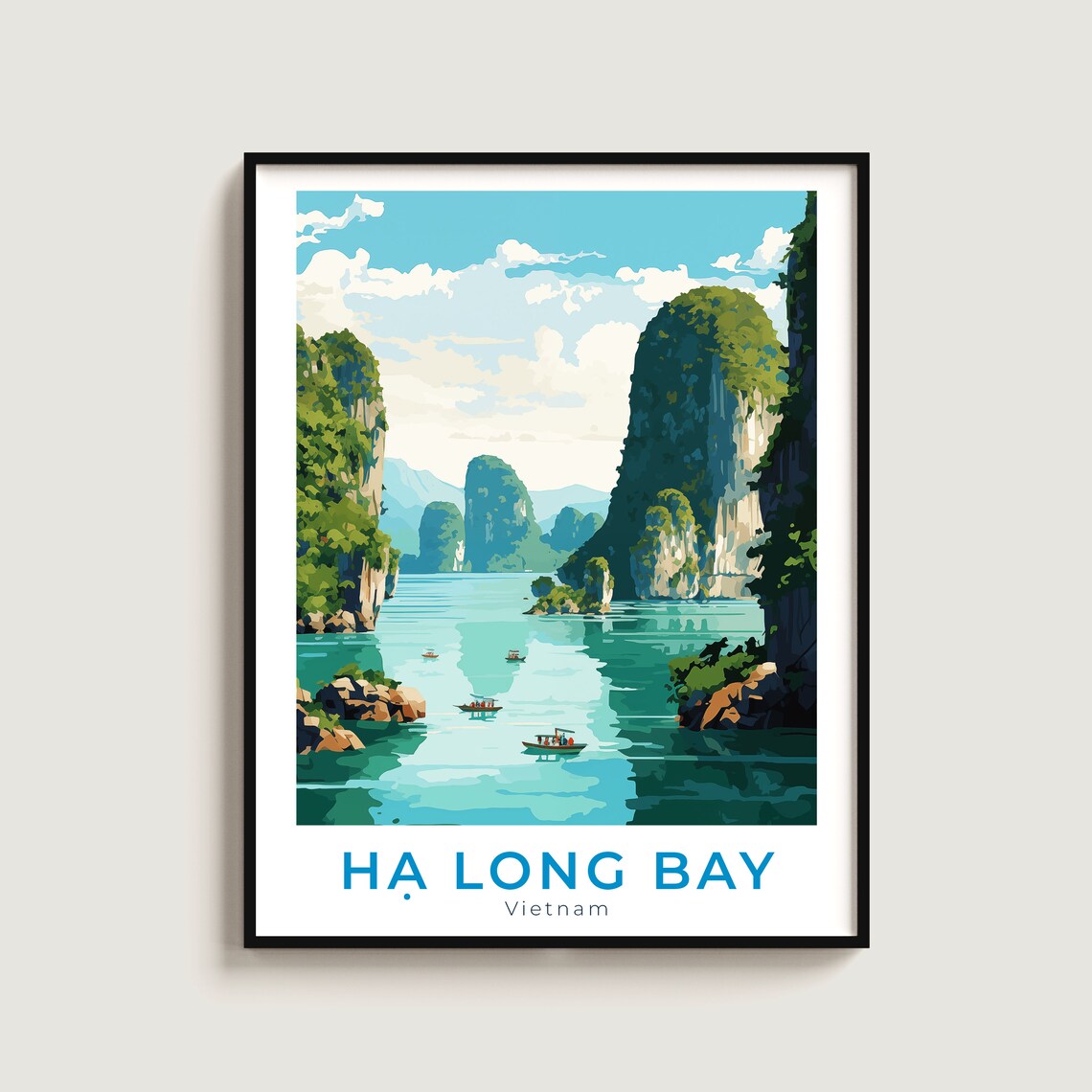 Ha Long Bay Vietnam Limestone Karst Seascape Travel Art Poster