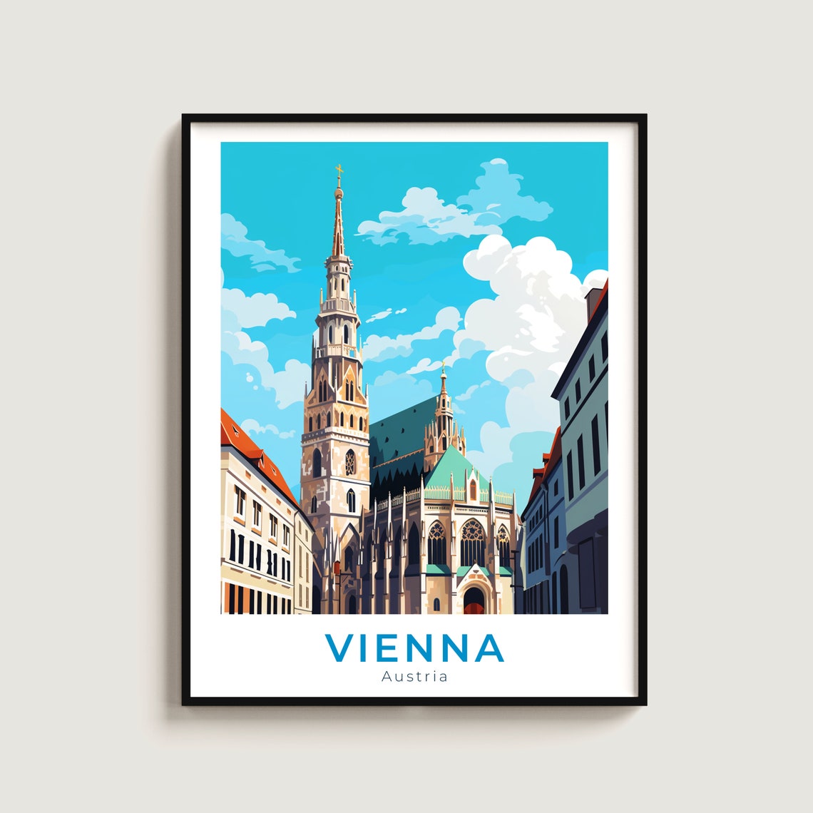 Vienna Austria St Stephen Cathedral Gothic Tower Travel Poster