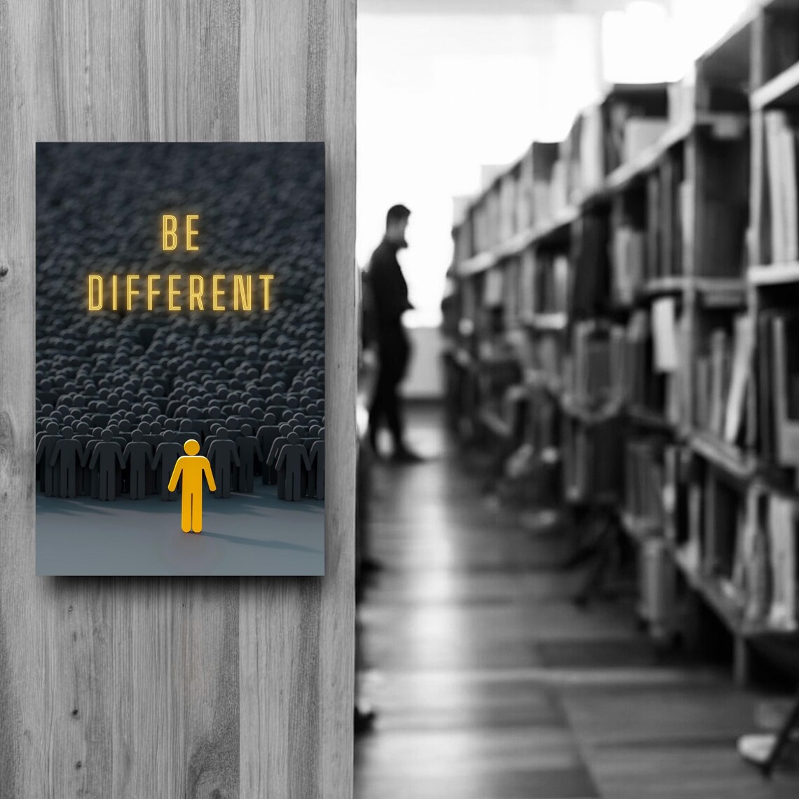 Be Different Gold Quote Crowd Individuality Office Art Poster
