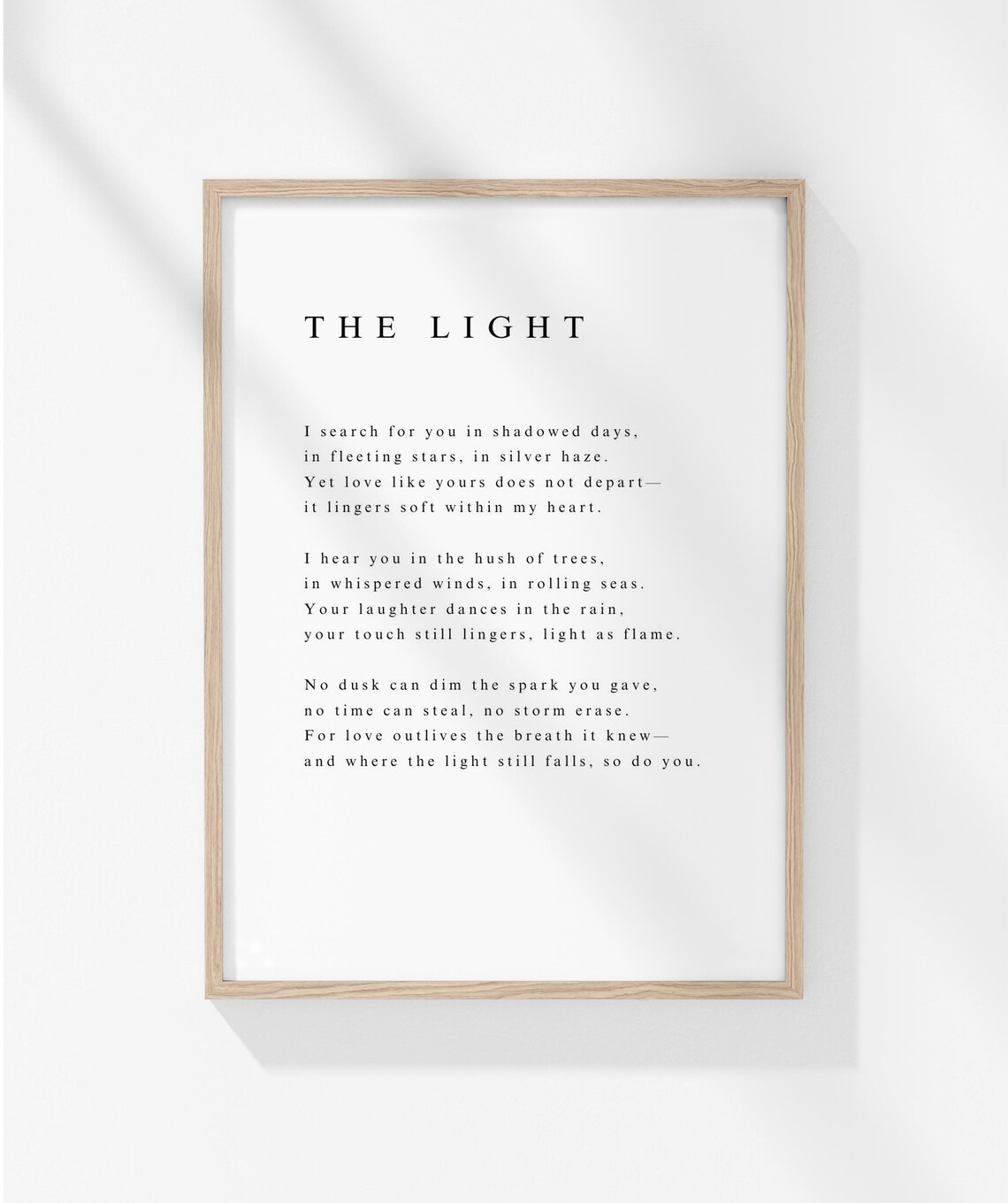 The Light Grief Remembrance Poem Comfort Tribute Keepsake Poster - Image 3