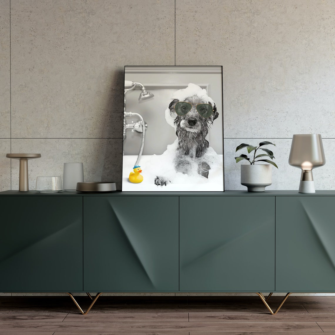 Cute Dog In Tub Wall Art Dog Photo Dog Art Bathroom Art Print Dog Portrait Dog Lover Gift Cute Terrier Art - Image 3