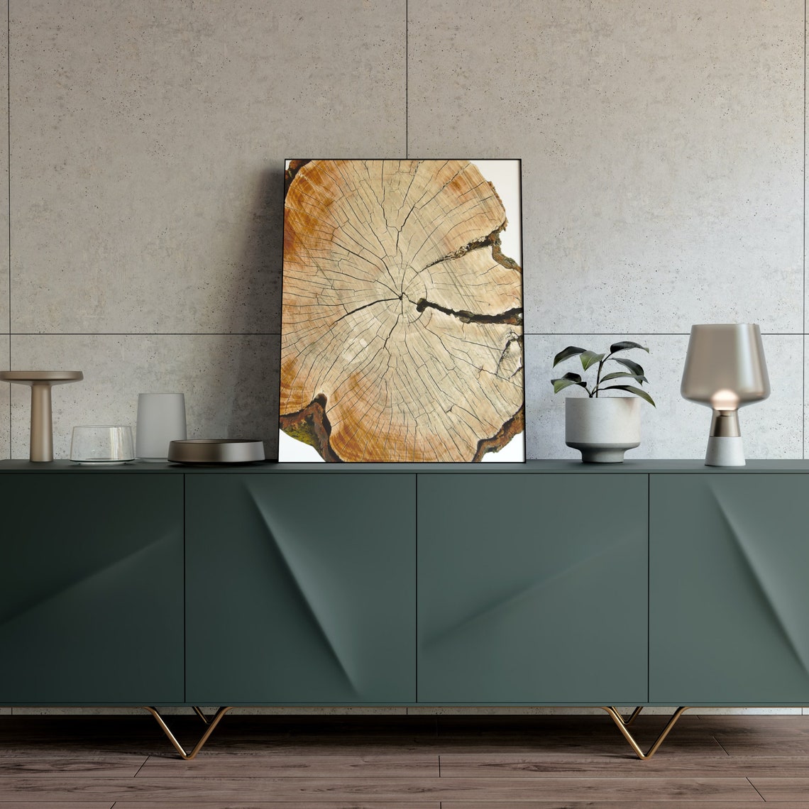 Tree Trunk Cross Section Growth Rings Rustic Nature Photo Poster - Image 3
