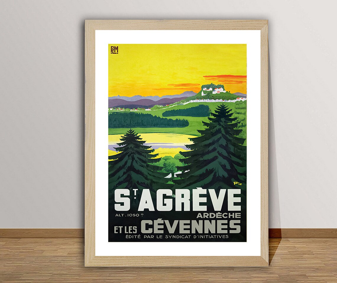 St Agreve Ardeche Et Les Cevennes Vintage Travel Poster