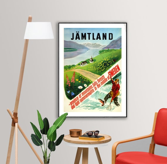 Jamtland Sweden Travel Vintage Travel Poster Poster Print Or Print Gift Idea Wall Decor