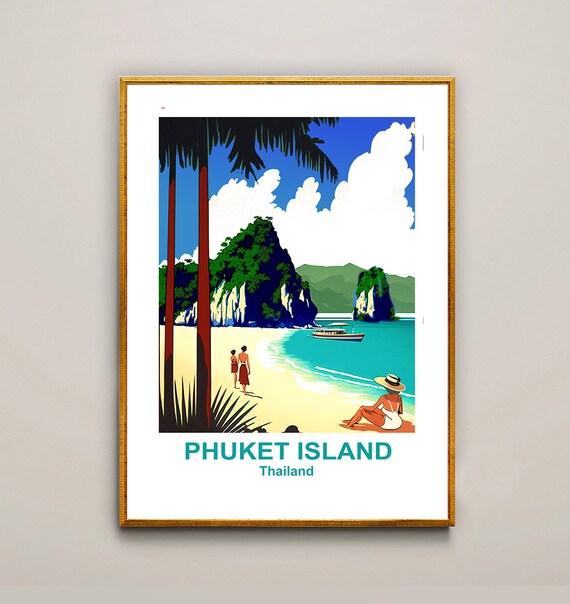 Phuket Island Thailand Travel Poster By Wed Travel Phuket Print Phuket Poster Wall Decor Gift Idea