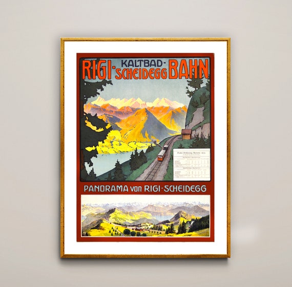 Rigi Scheidegg Bahn Suisse Vintage Travel Poster Poster Paper Or Print Gift Idea
