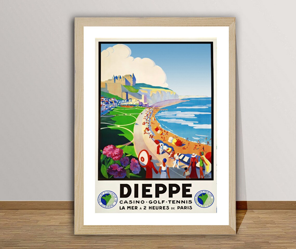 Dieppe Casino Golf Tennis Vintage French Seaside Holiday Poster