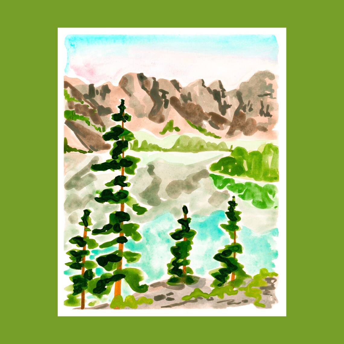 Moraine Lake Watercolor Banff Poster Print