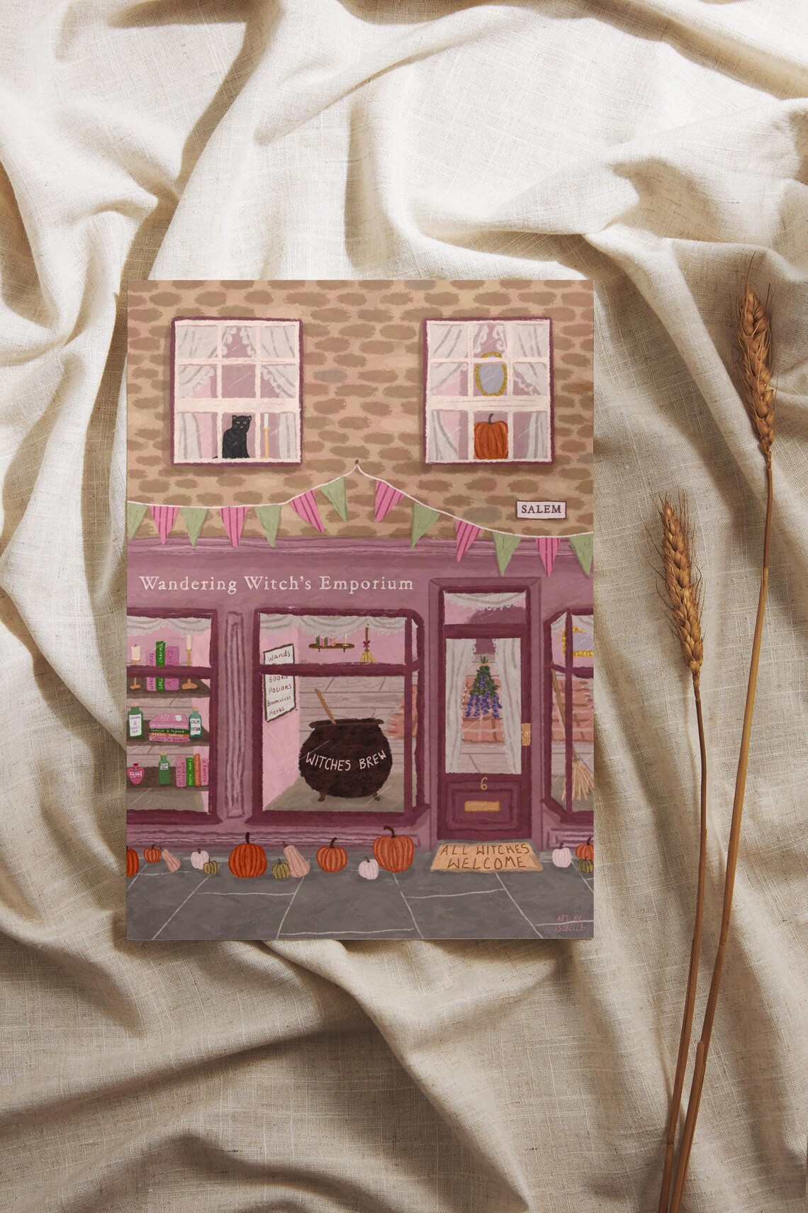 Salem Massachusetts Witch Shop, Halloween Art Print - Image 6