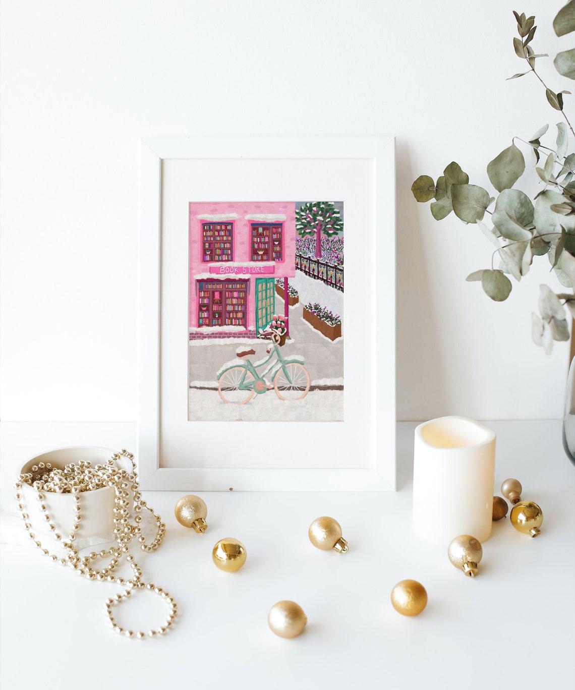 Snowy Book Shop Christmas Poster, Bookworm Gift - Image 5