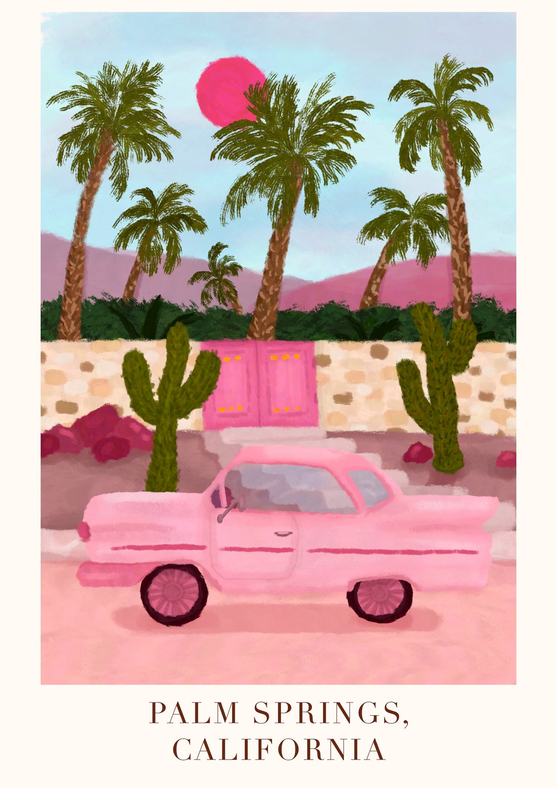 Palm Springs Travel Poster, Retro Car Artwork - Image 2
