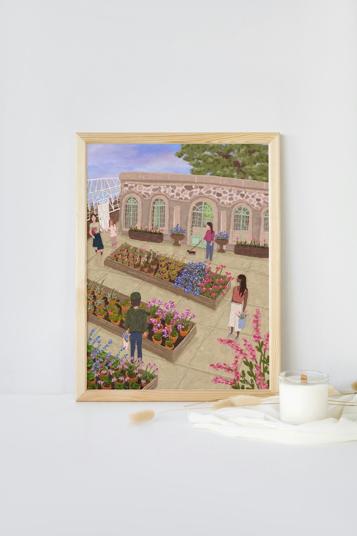 Plant Sale Print, Cottage Garden Floral Art Print