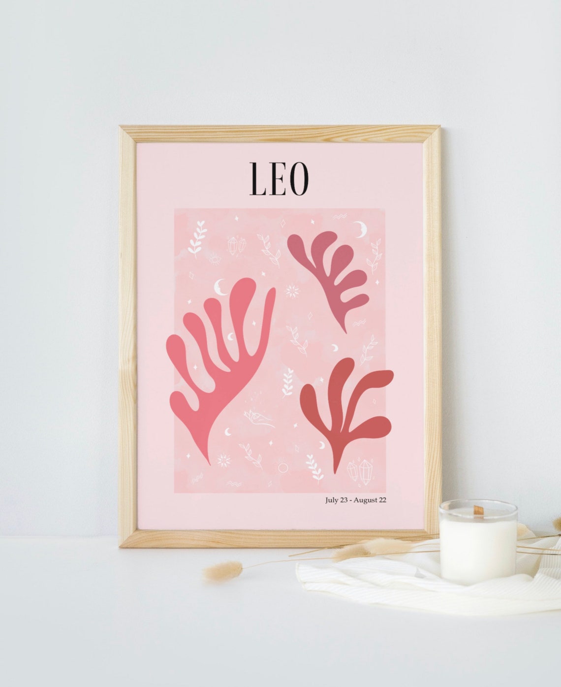 Leo Zodiac Print, Matisse Neutral Astrology Art