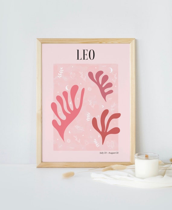 Leo Zodiac Print, Matisse Neutral Astrology Art