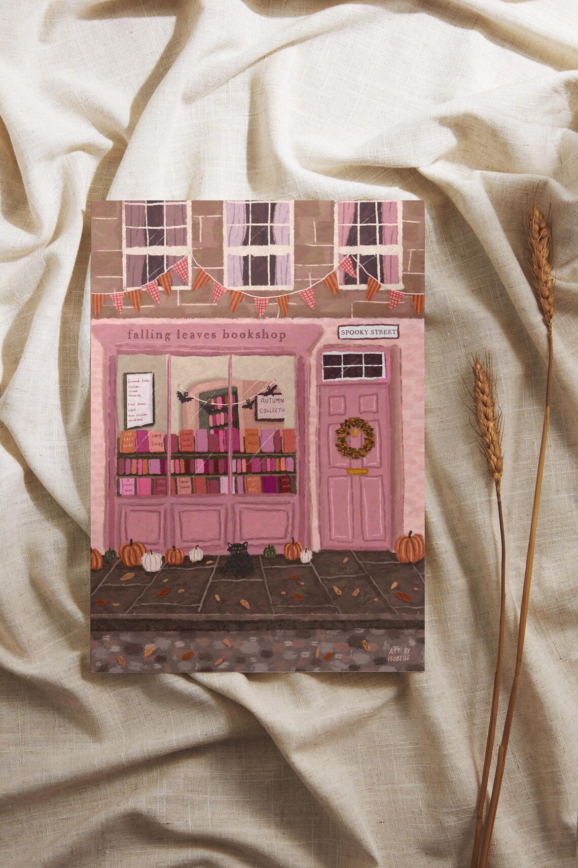 Book Shop Print, Autumn Halloween Wall Art Print - Image 7