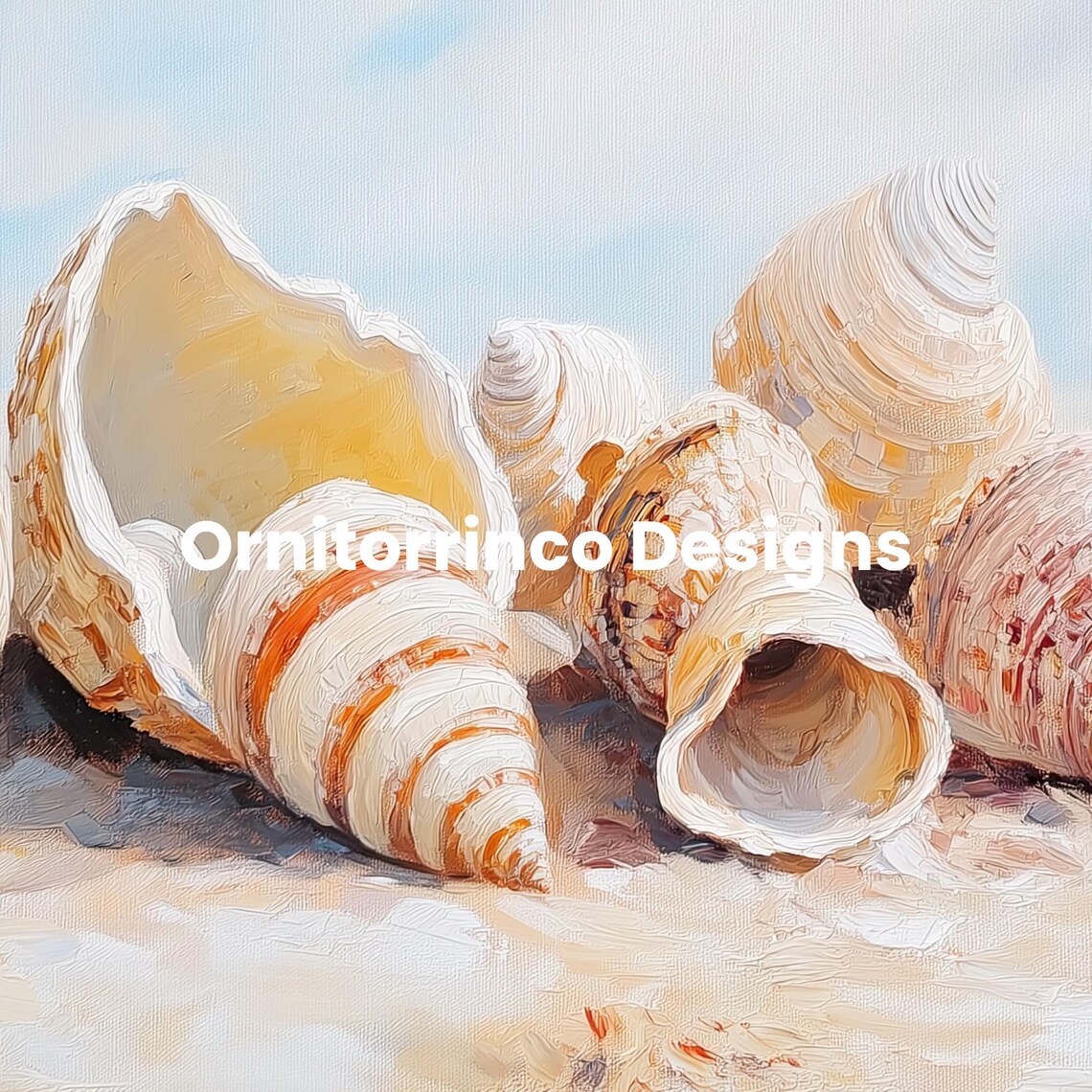 Summer Frame Tv Art Seashells Painting Instant Decor Ornitorrinco Designs Tv10 - Image 2