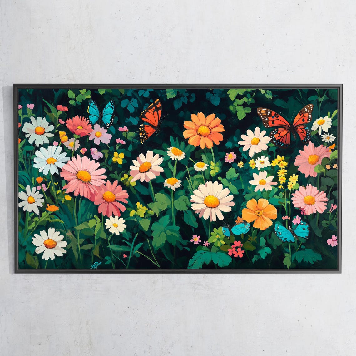 Butterflies Frame Tv Art 4k Wildflowers Tv Art Spring Tv Art English Meadow Tv Art Watercolor Painting Tv Tv347